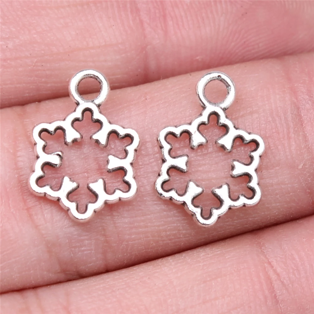 

WYSIWYG 40pcs Charms 16x11mm Snowflake Charms For Jewelry Making DIY Jewelry Findings Antique Silver Color Alloy Charms Pendant