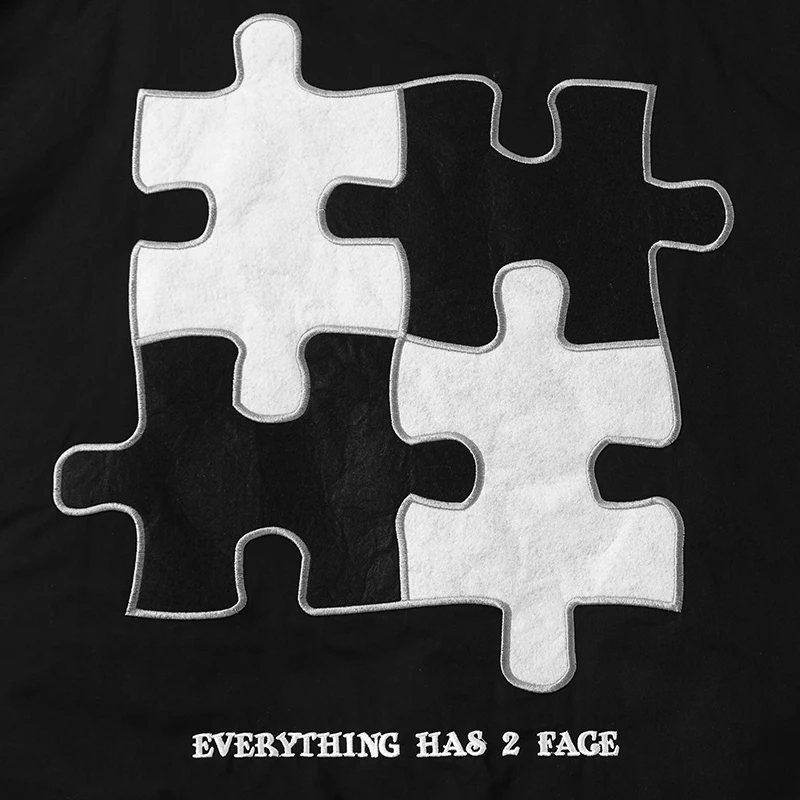 

ELKMU Bomber Jacket Puzzle Embroidery Streetwear Harajuku Jacket Coat Winter Cotton Jacket Coat Buttons Outwear Hipster HE366