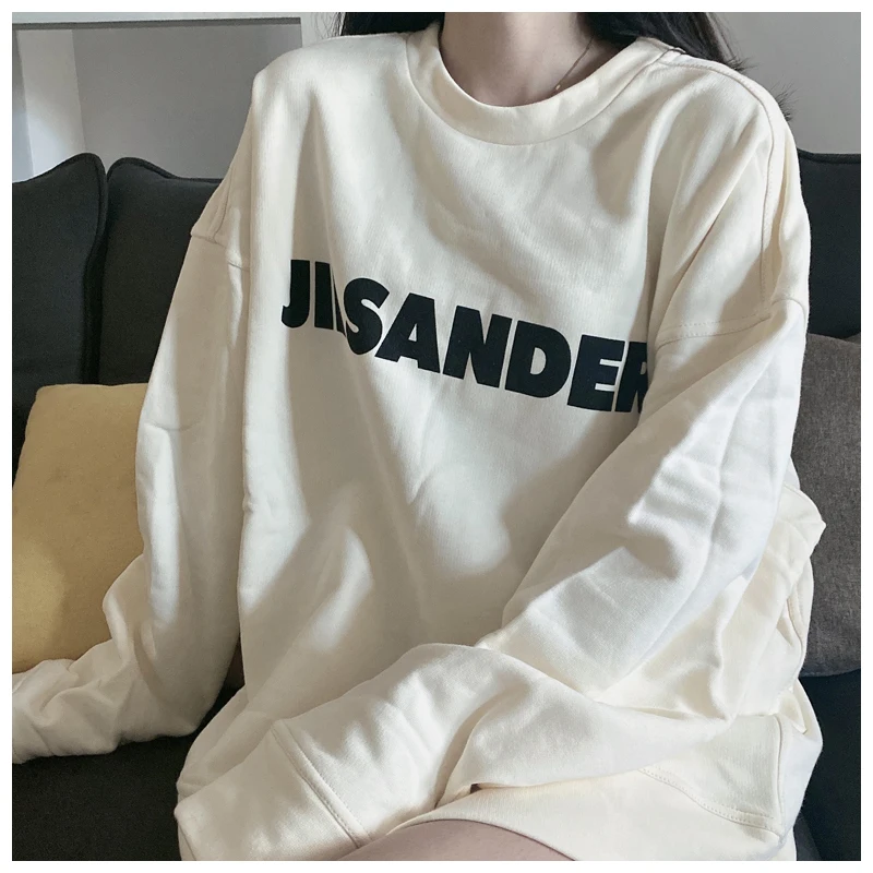 

Толстовка jil sander в европейском повседневном стиле с буквенным принтом, мужская и женская толстовка, новинка 2021, спортивные толстовки с капюш...