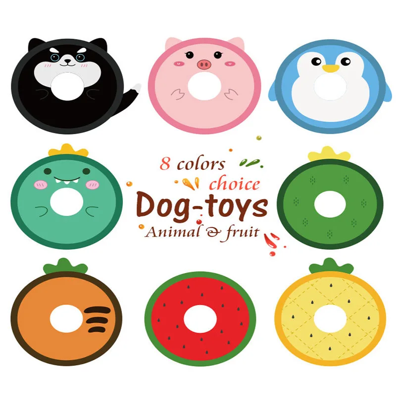 

Squeak Chew Pet Fruit Toy Retriever Large Dogs Training Funny Chew Thorn Circle Ring Small Dog Toys Sound Interactive for Golden