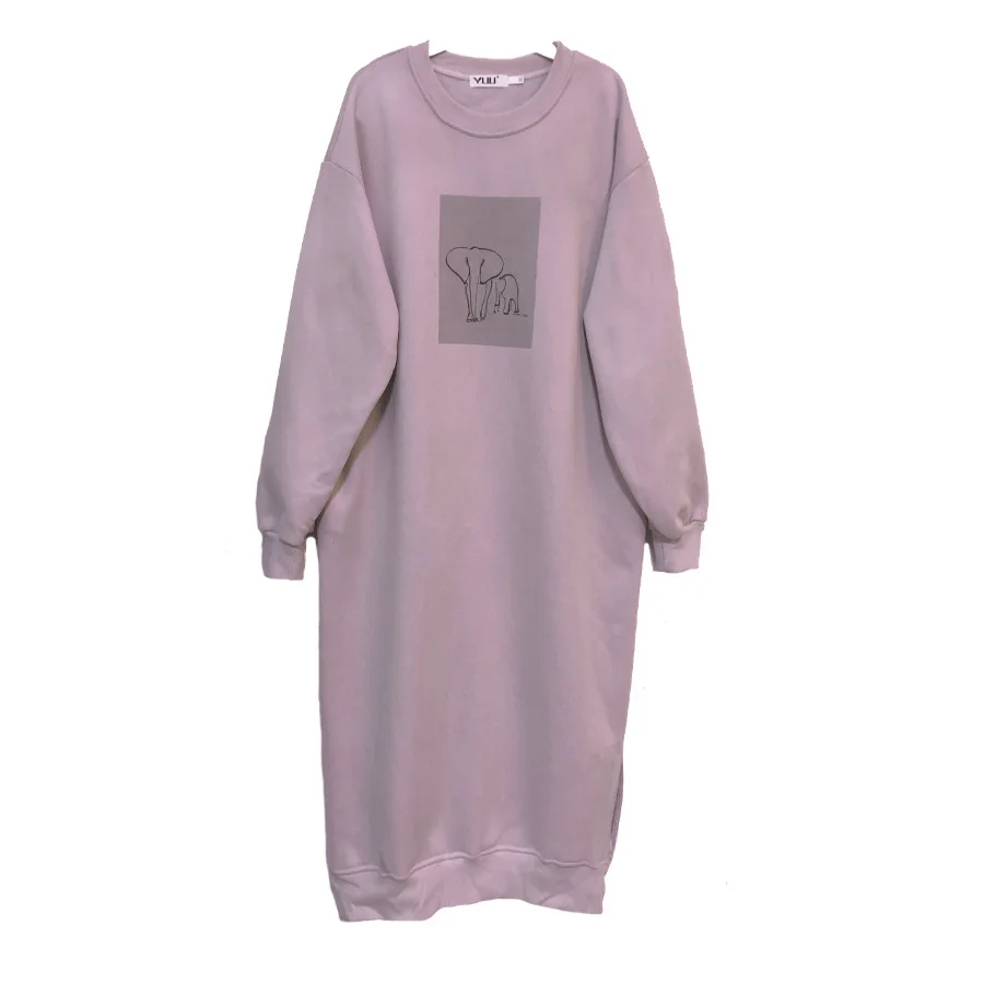 

New stylish Women oversze print Dresses Lady Long Sleeve loose dress Vestidos T068