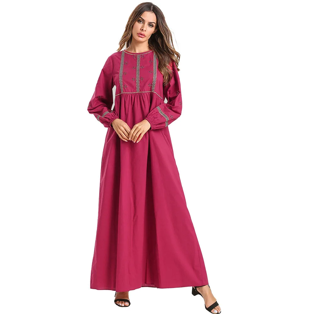 Abaya turkish autumn moroccan kaftan gown fashion simple embroidered dress muslim robes loose abaya femme long skirt | Тематическая
