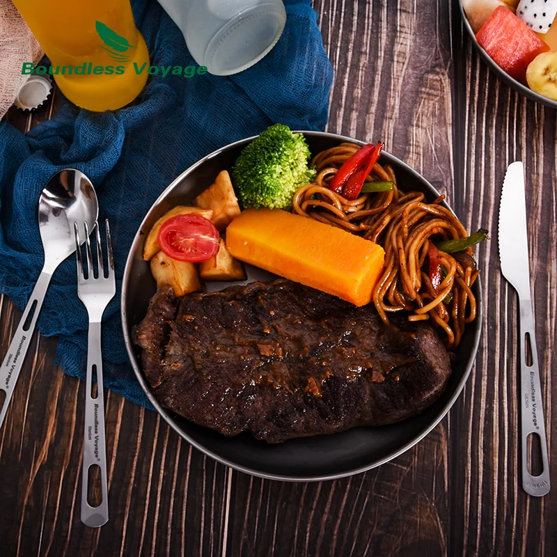 Безграничный поездок титановый Кемпинг столовые приборы ложка вилка Spork нож