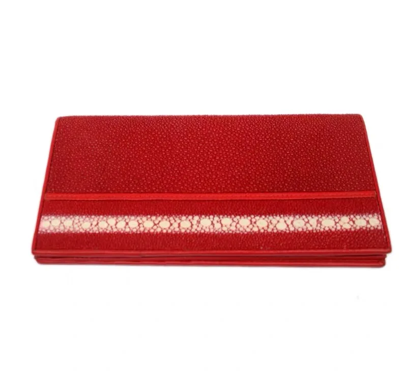 Настоящий ультратонкий женский красный клатч Stingray кошелек Длинный женские