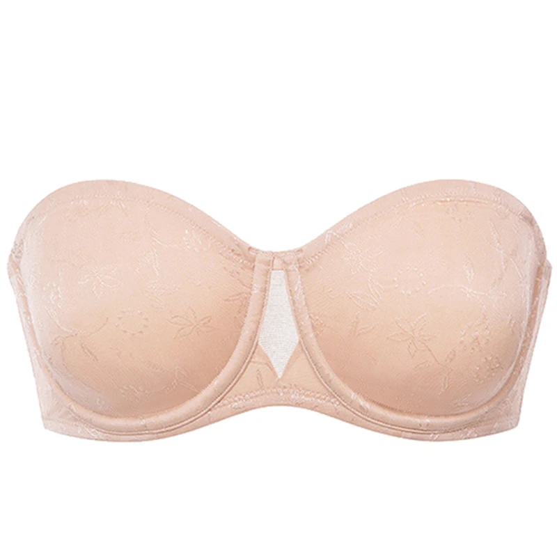 Гладкая Для женщин многоходовой без бретелек бюстгальтер размера плюс жаккард