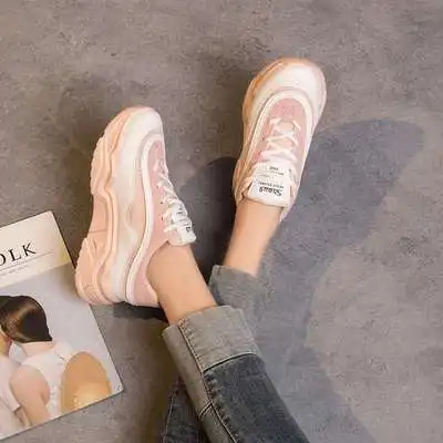 

2021 spring and autumn new casual fashion platform lace-up platform large size sports flat shoes