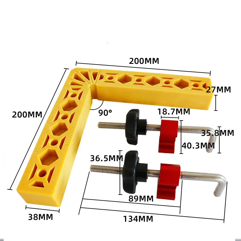 

100/200MM 90 Degrees L-Shaped Auxiliary Fixture Woodworking Splicing board Positioning Panel Fixed clip Square Ruler