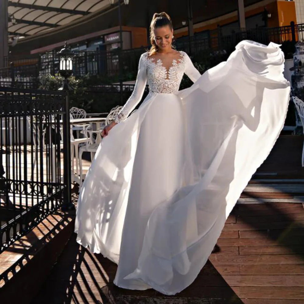 

Женское винтажное свадебное платье, ТРАПЕЦИЕВИДНОЕ ПЛАТЬЕ в мусульманском стиле с длинными рукавами, дешевые свадебные платья