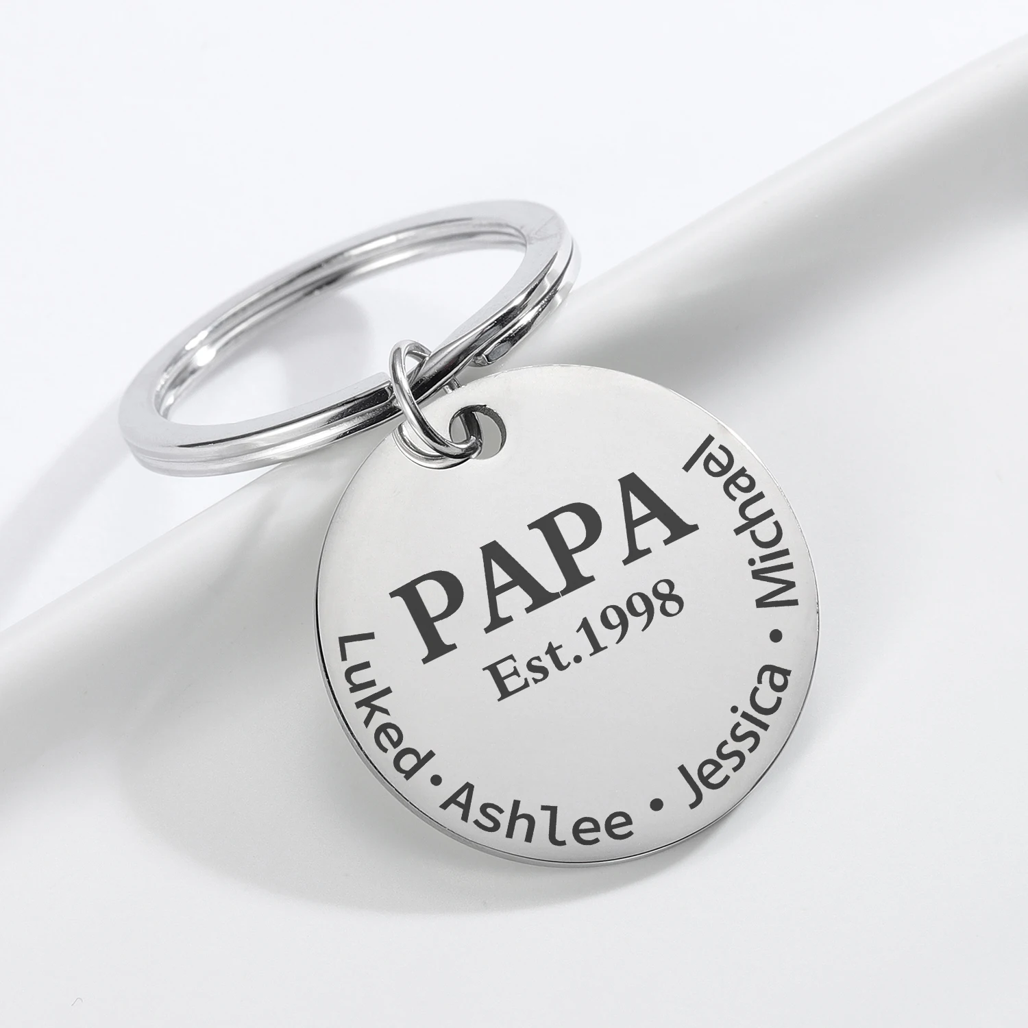 

Stainless Steel Keyring Best Dad Ever Charm Keychain Custom Names Family Men Father's Day Jewelry Gift Daddy Papa Car Key Holder
