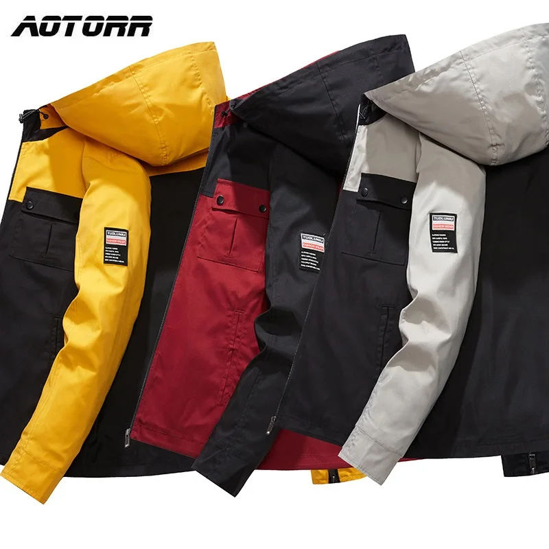 Для мужчин куртка с капюшоном из кусков ветровка на молнии куртки s