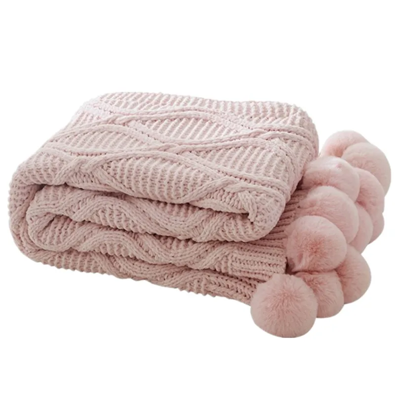 

Internet Celebrity Chenille Knitted Wool Ball Blanket Nordic Homestay Photo Decorative Blanket Air Conditioner Sofa Blanket