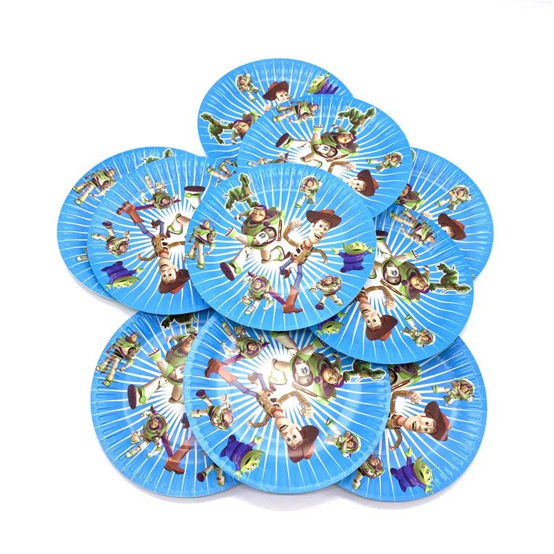 

Cartoon Disney Toy Story Theme Party Supplies Happy Birthday Party Decorations Kids Paper 10cups+10plates Disposable Table Set