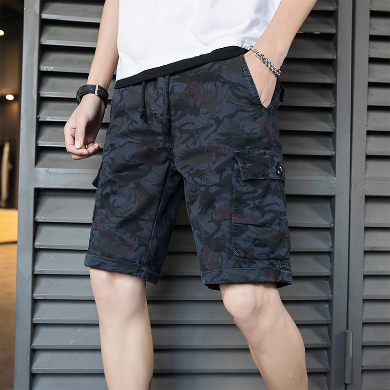 

2021 New Summer High Quality Men's Baggy Cargo Shorts Male Casual camouflage Short Fashion Pants Loose knee lenght Trousers
