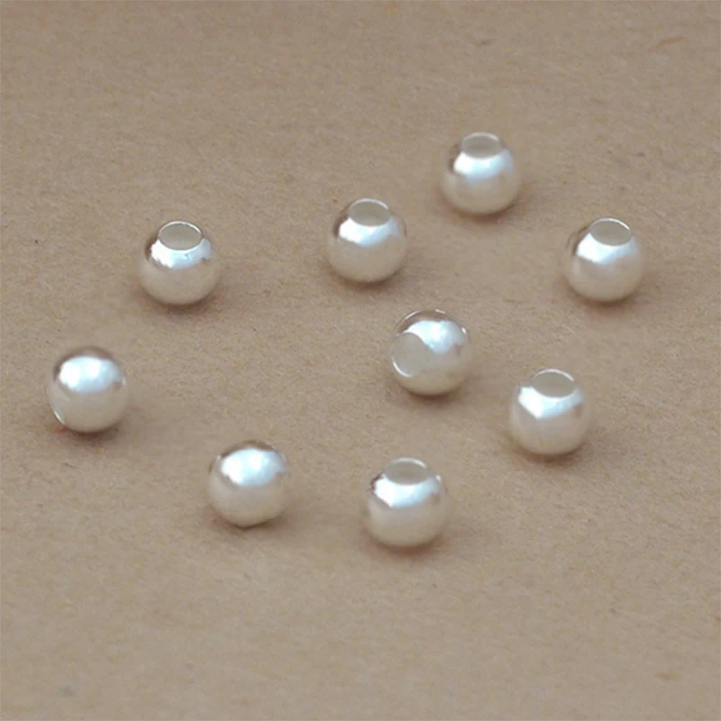

Approx3-8mm 100% S925 sterling silver big hole round loose beads for Jewelry DIY Bracelet Necklace wholesale