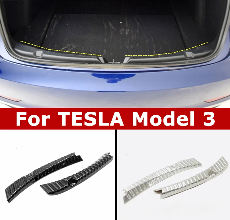 Аксессуары для Tesla Model 3 2018 2019 Нержавеющая сталь Внутренний задний бампер накладка