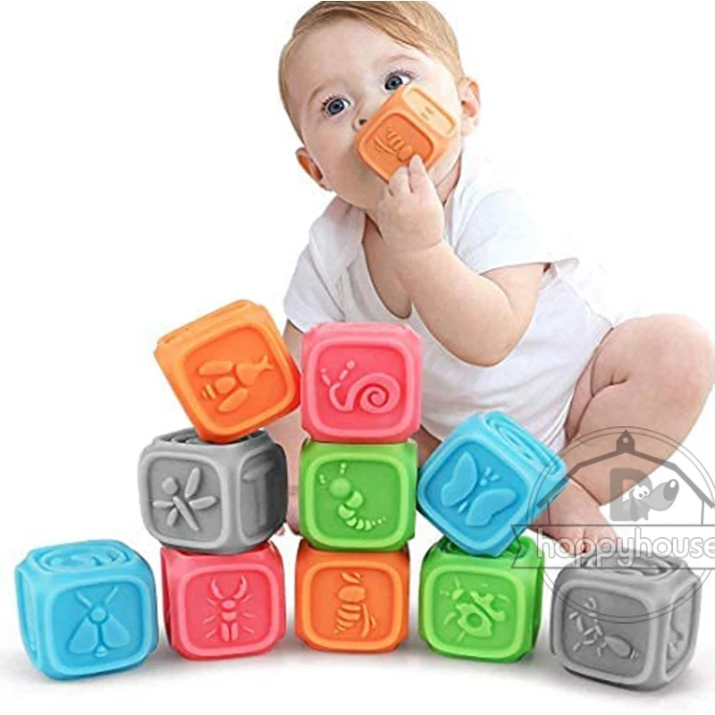

Baby Blocks Soft Building Blocks 3D Baby Toys Squeeze Play Teethers Toy Montessori Toys Soft Stacking Block Educational Baby Toy