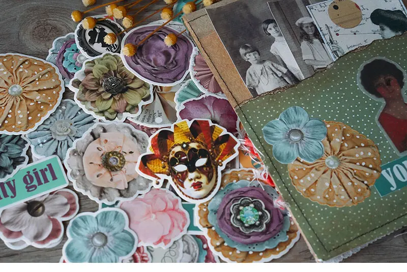 50 шт. маска с цветочным принтом в винтажном стиле мини-наклейки и наклейки для