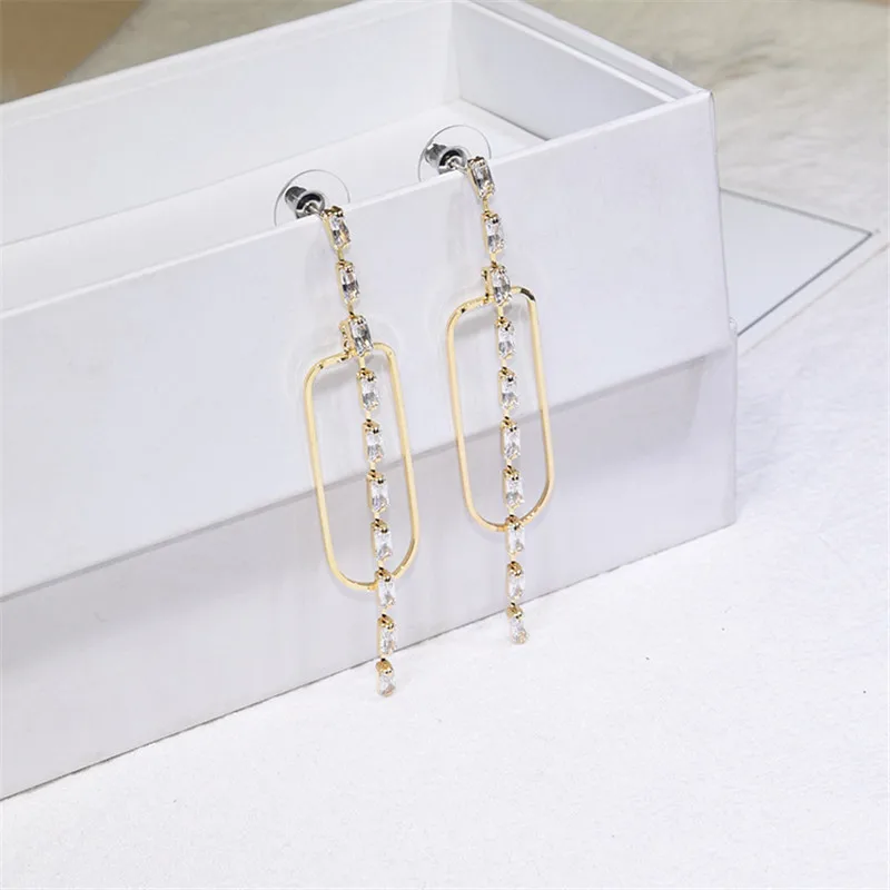 Женские длинные серьги с цирконом серебро 925 пробы кисточками|Серьги-подвески| |