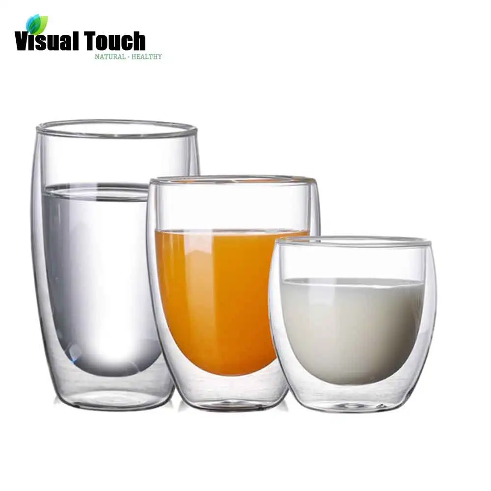 Прозрачная кружка 4 шт. с визуальным касанием прозрачная термоизолированная