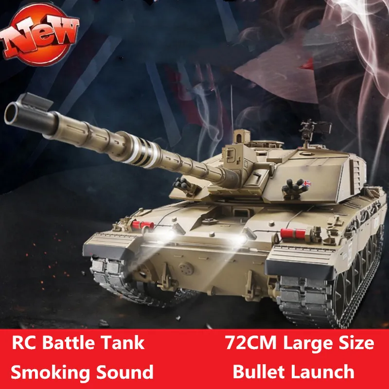 

2.4G 1:16 RC Battle Tank 72cm Large Size With Smoking Cool Led Light Bullet Launch 320 degree Rotation RC Tank Toy Simulation to