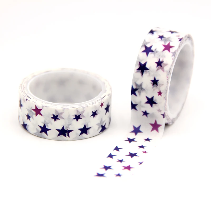 

10pcs/lot 15MM*5M Dark Blue Stars Red Stars Washi Tape Japanese Paper DIY Planner Masking Tape Decorative Stationery washi tape