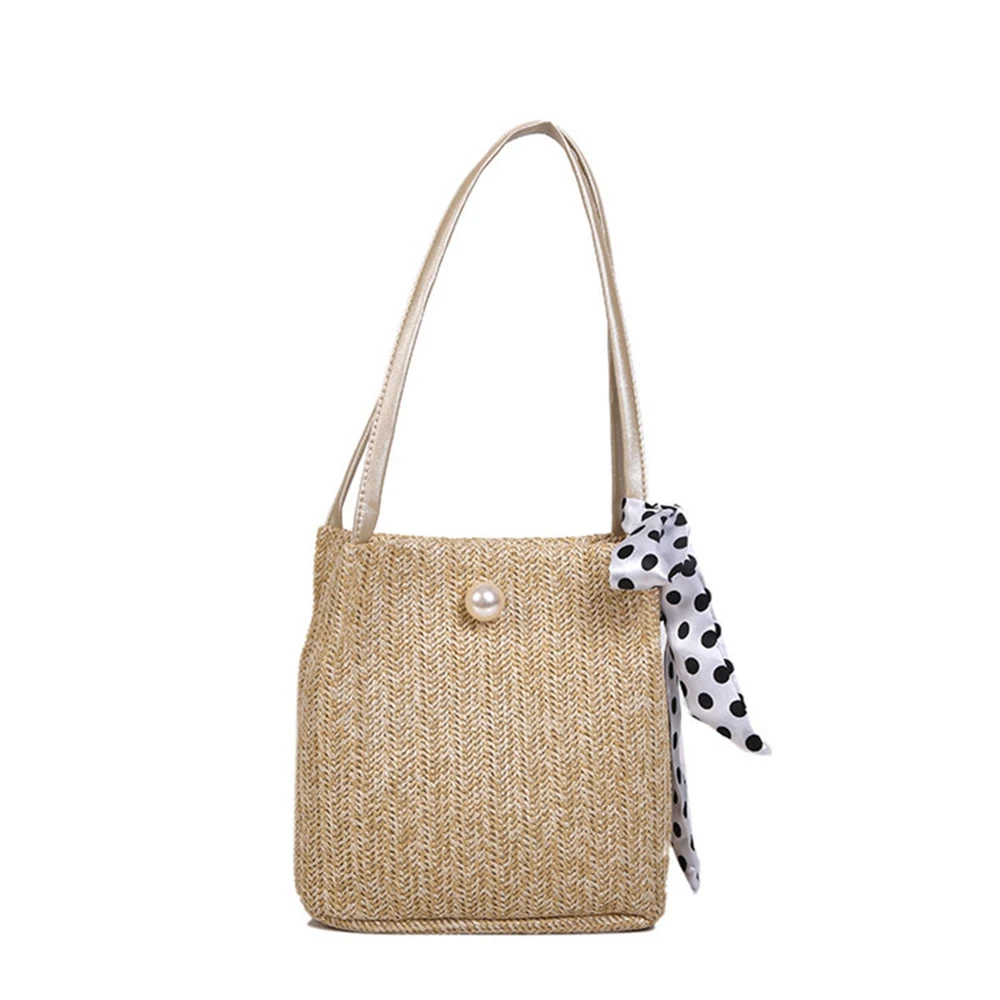 Маленькие соломенные сумки ведра ручной работы женские летние через плечо