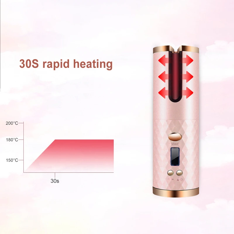 

[Clearance Sale]Electric Automatic Hair Curler Rechargeable Auto Wireless Hair Curling Iron Curlers for Women Hair Styling Tools