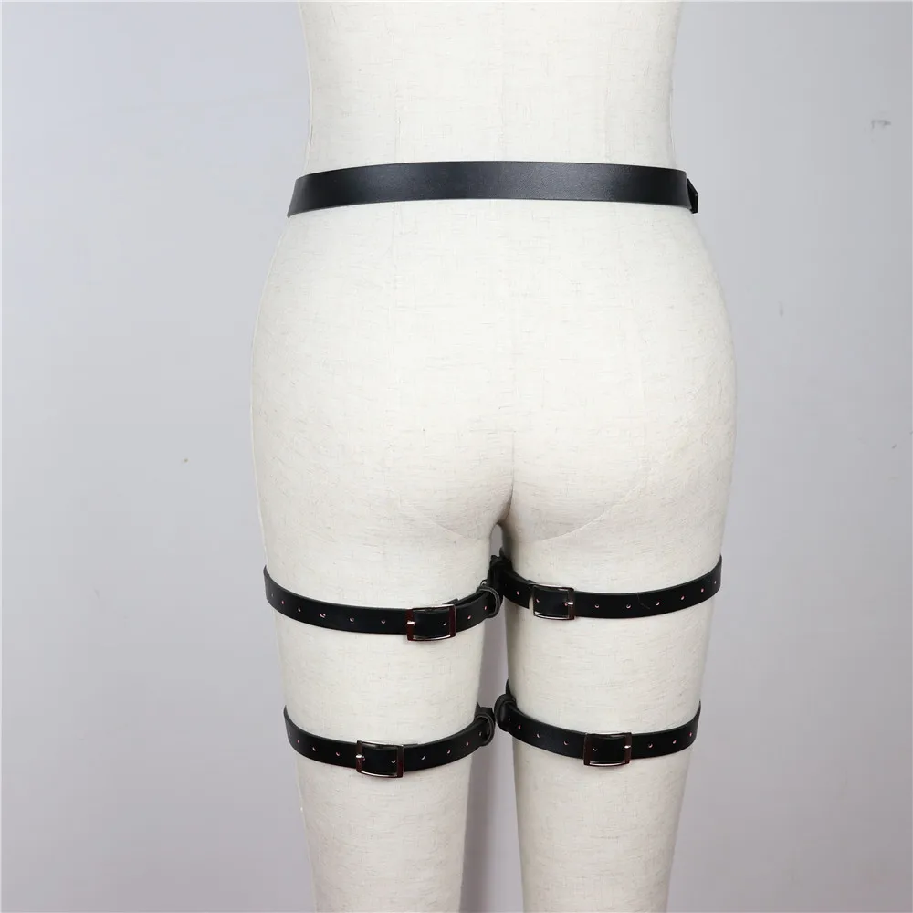 

Mesh Tights Leather Harness Straps Suspenders Sexy Bondage Punk Rave Pastel Goth Sexy Fantazi Seks Belt For Stockings High Thigh
