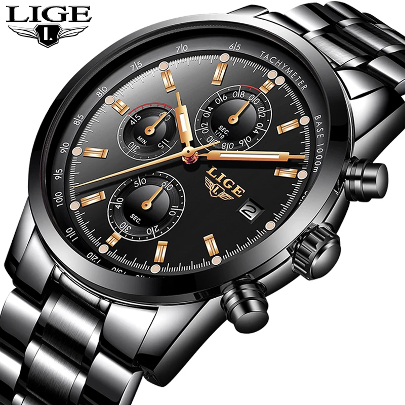 Relojes Hombre 2020 LIGE Бизнес Кварцевые часы мужские из нержавеющей стали