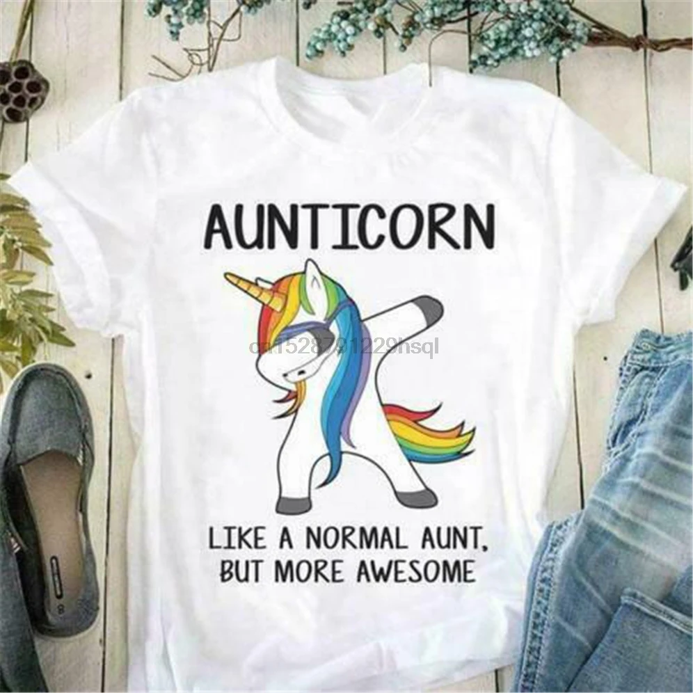 

Aunticorn как обычная тетя, но Удивительная женская футболка из хлопка, новая трендовая футболка