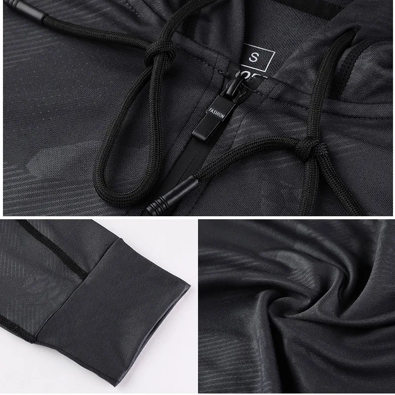 Autumn and Winter Quick-Drying Leisure Hooded Men's Zipper Running Jacket Fitness Gym Polyester Jacket Basketball Training