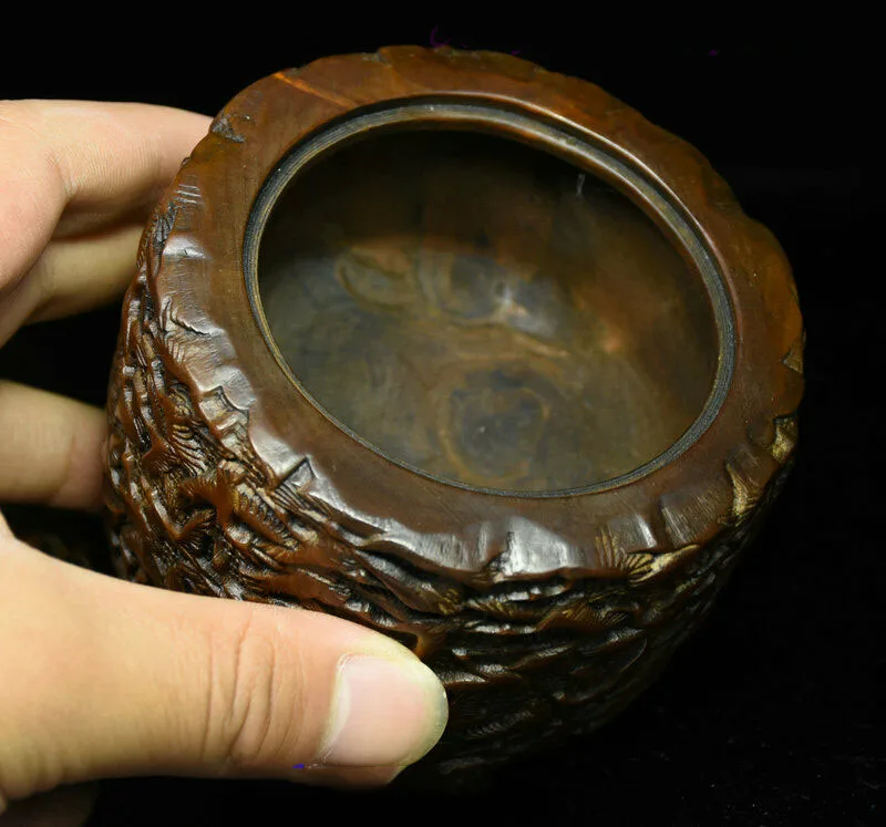 

Wedding Decoration Old China Boxwood Wood Carved 100 Longevity Crane Statue Incense Burner Censer