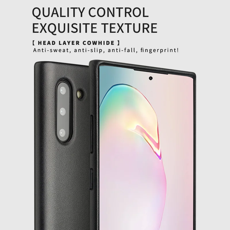 QIALINO модный тонкий чехол из натуральной кожи для Samsung Galaxy Note 10 роскошный ультра