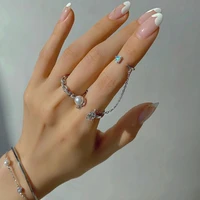 original simple silver color round bead inlaid zircon rings manual adjustable a set of rings for women girl christmas gift