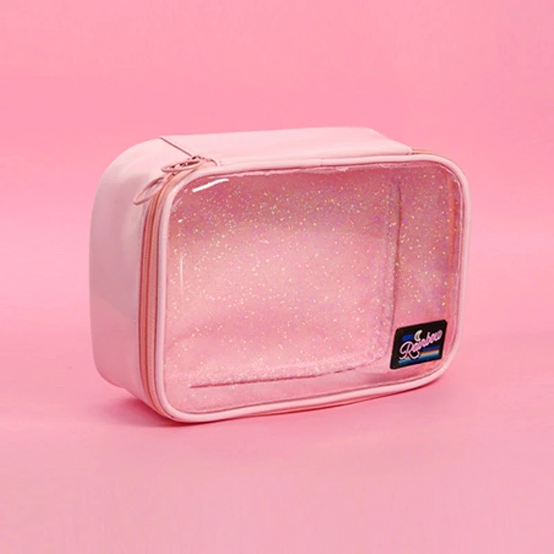 

Travel PVC Cosmetic Bags Women Transparent Clear Zipper Makeup Bags Organizer Bath Wash Make Up Tote Handbags Case
