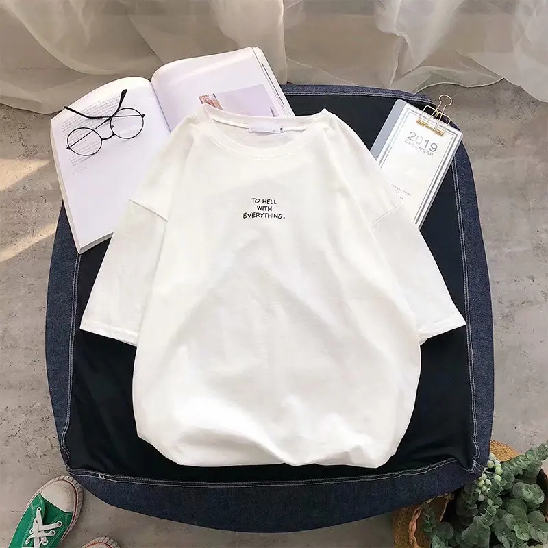 

Women Short Sleeve T-shirts Loose Harajuku Plus Size 3XL Letter Printed Chic Simply All-match Women Korean Style Ulzzang Leisure
