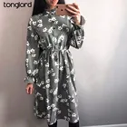 Женское вельветовое платье TongLord, повседневное вельветовое платье с длинным рукавом и поясом на резинке, с воротником-стойкой, весна-осень-зима, Прямая поставка