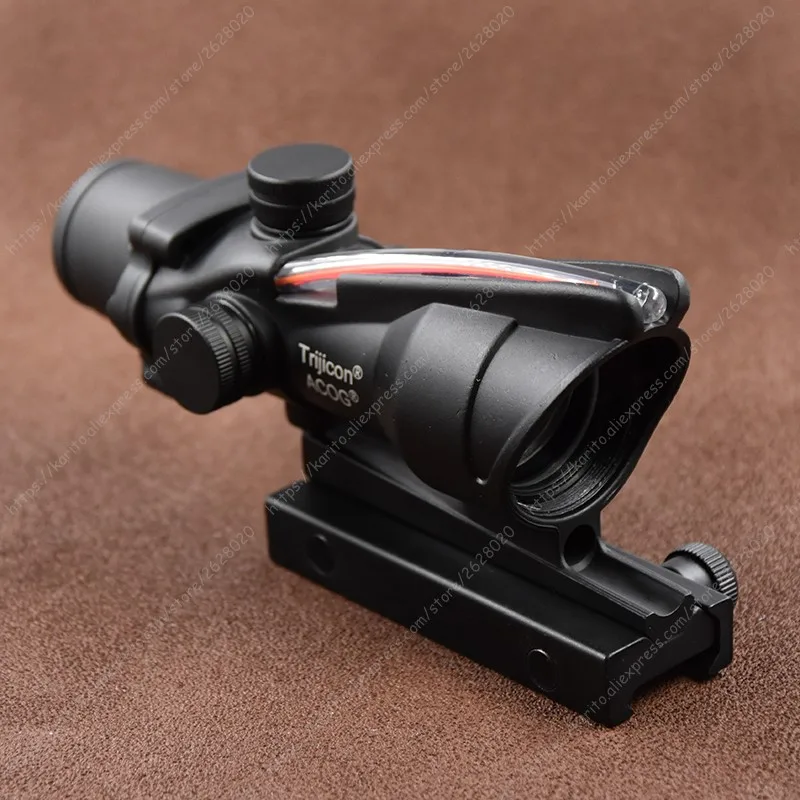 Тактический ACOG Стиль 1x32 Красная точка зрения волоконно-оптический прицел на