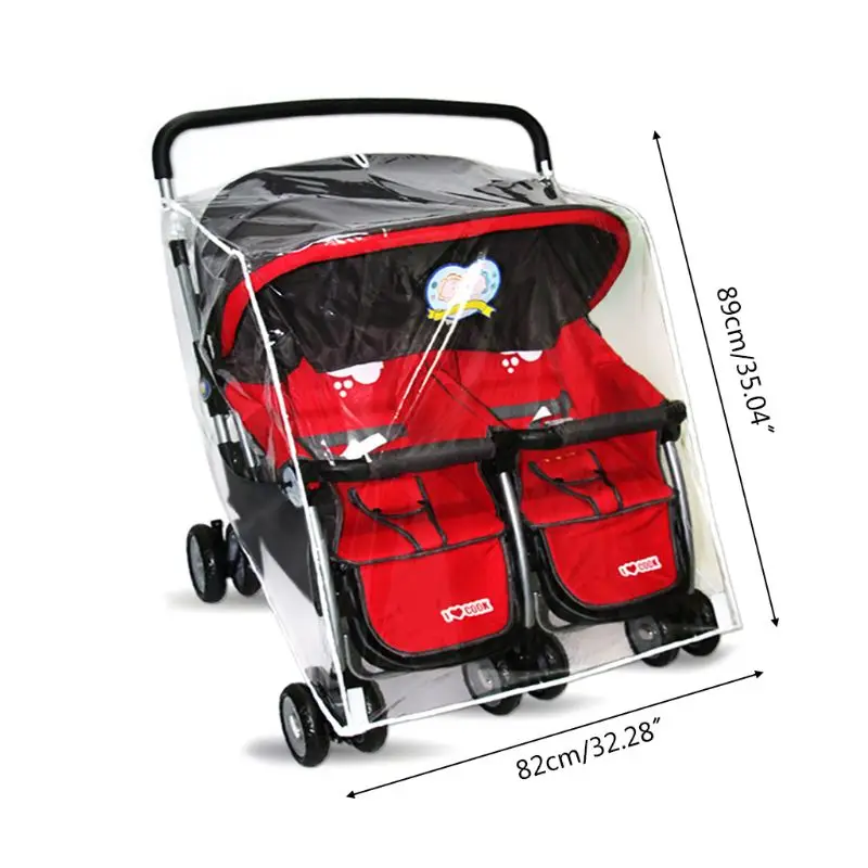 

2021 New Baby Pushchairs Rain Cover for Twins Clear Stroller Raincoat Wind Dust Shield