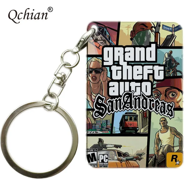 Брелок для ключей с принтом фигуры PS4 GTA 5 брелок рисунком из игры Grand Theft Auto кольцо