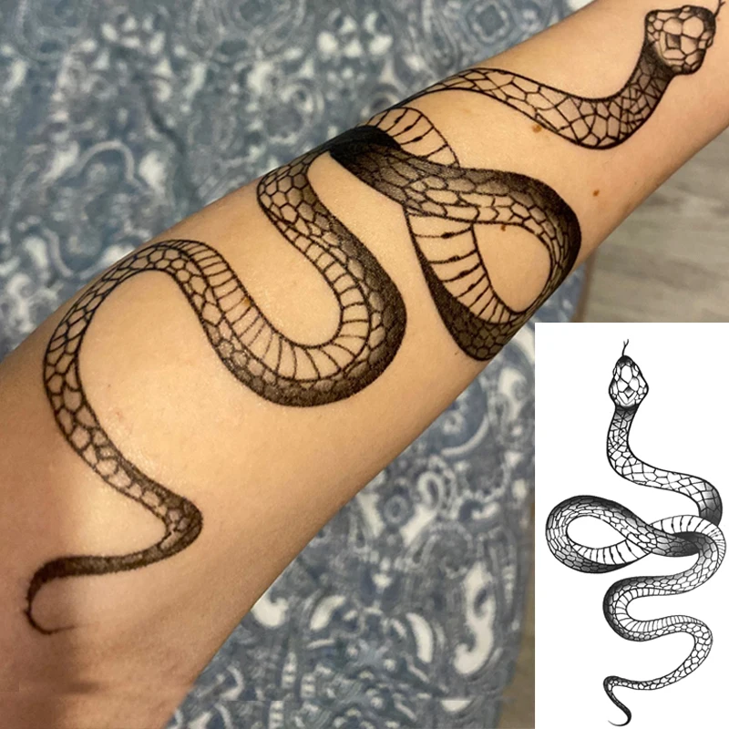 Black Large Size Arm Temporary Tattoo Stickers Black Snake For Woman Men Body Waist Long Lasting Waterproof Dark Snake Tattoos Buy At The Price Of 0 01 In Aliexpress Com Imall Com