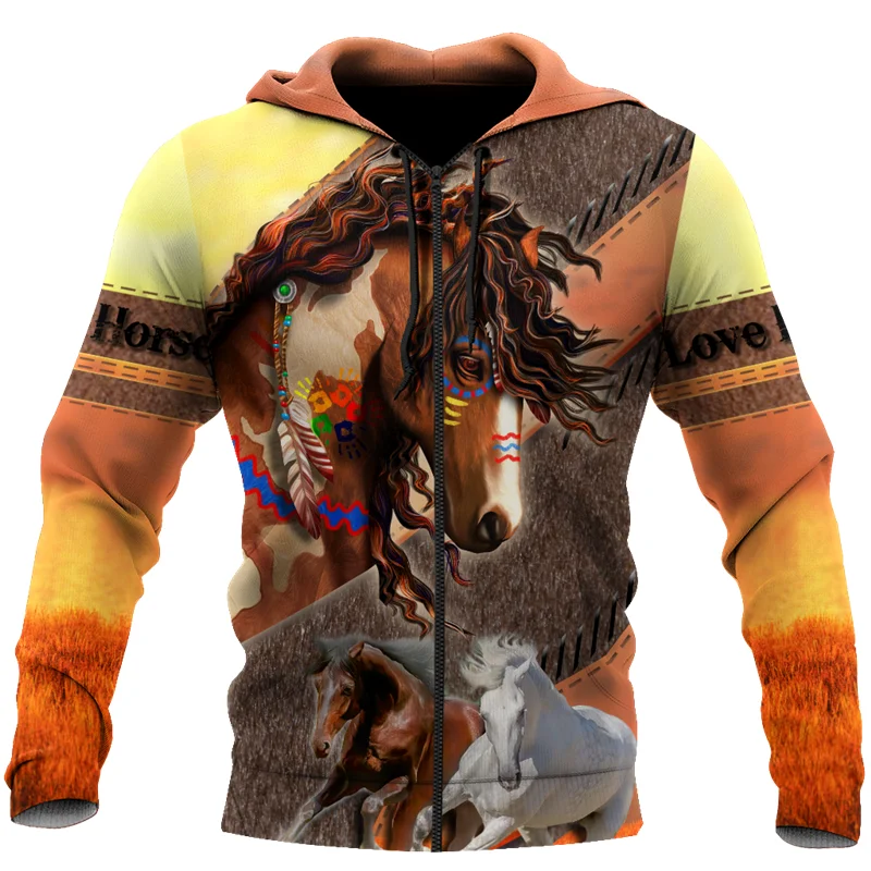 Fashion 3D printing new beautiful horse Hoodie / casual Sweatshirt / street hip hop Harajuku zipper Hoodie