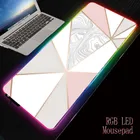Коврик для мыши XGZ с белым мрамором, RGB, мягкая поверхность, водонепроницаемый игровой коврик для мыши с красочным светодиодным освещением для ПК, компьютера, ноутбука