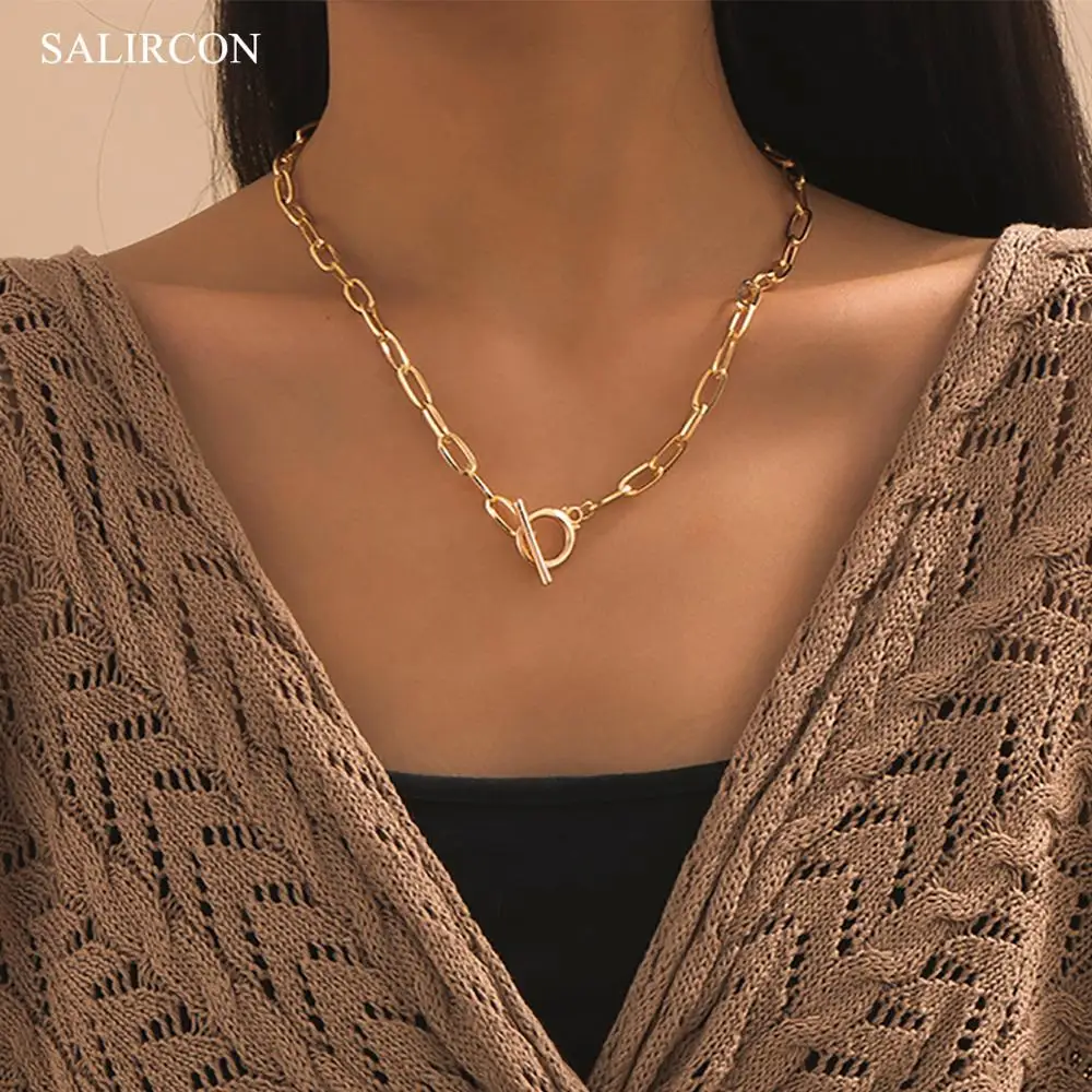 Цепочка Salircon в готическом стиле женская минималистичное ожерелье с лариатами