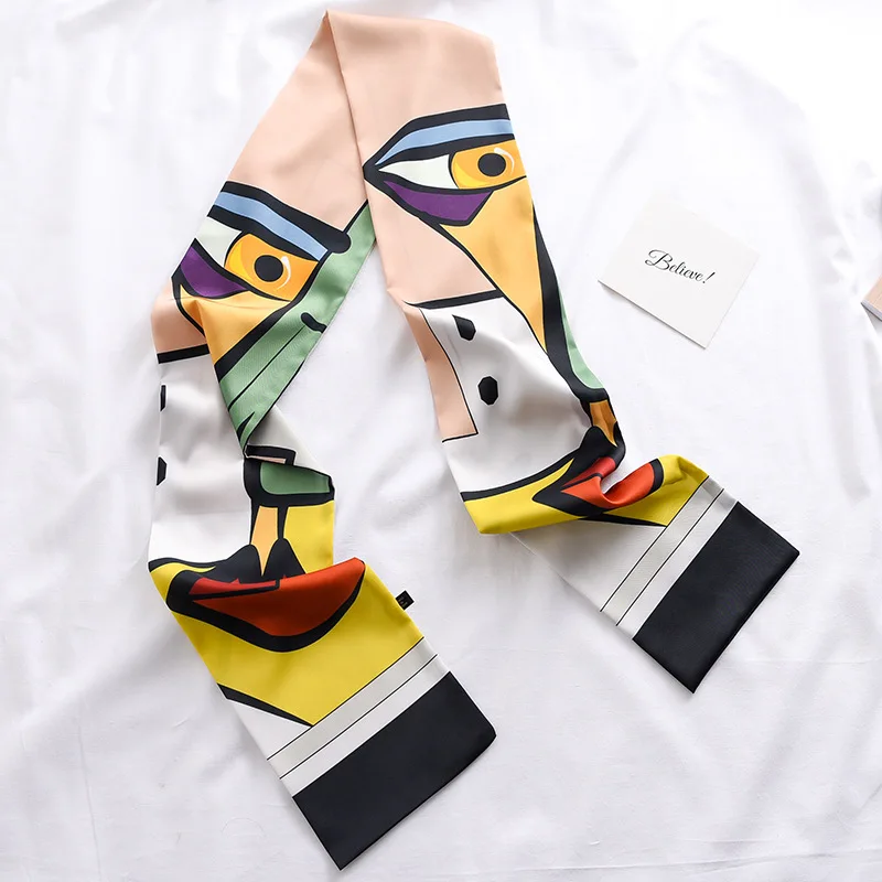 

2020 Luxury brand Small Tie Silk Scarf Women Hair Band Kerchief Wrist Ribbons Long Skinny Scarves Head Neck Satin Bag Scarfs