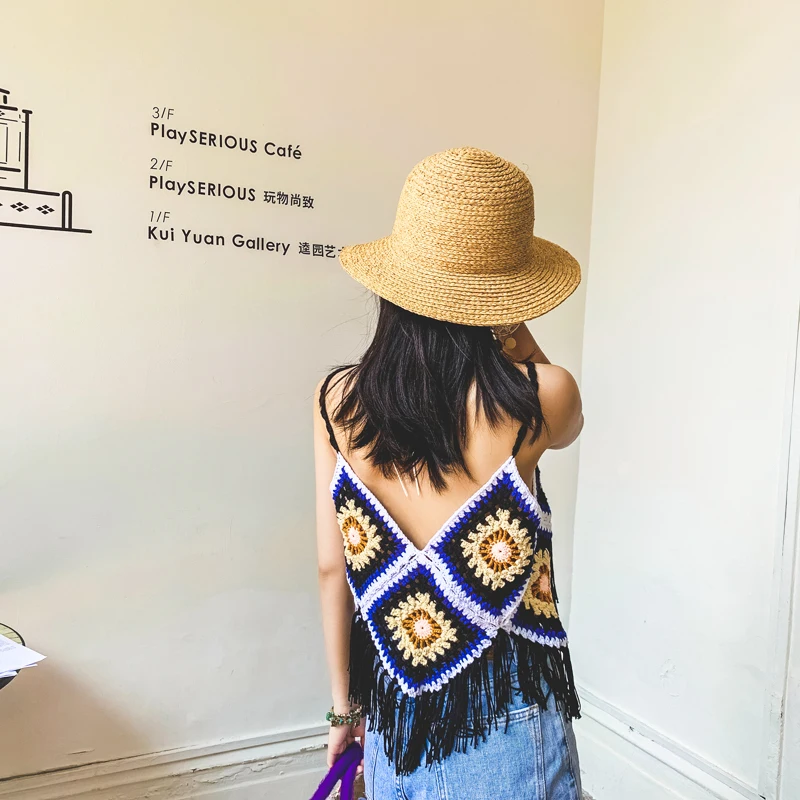 Тайланд летние праздничные модные пляжные топы Женская майка ручной вязки