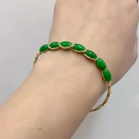 jewelry natural genuine green jade inlaid exquisite healing accessories lucky gift bangle quality bracelet
