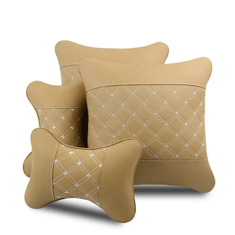 

2 Pcs Car Headrest + 2 Pcs Waist Pillow Set Breathable Soft Comfortable
