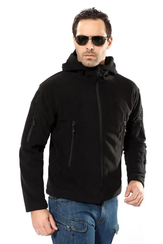 Мужская зимняя флисовая толстовка для охоты Тактическая Военная Толстовка на