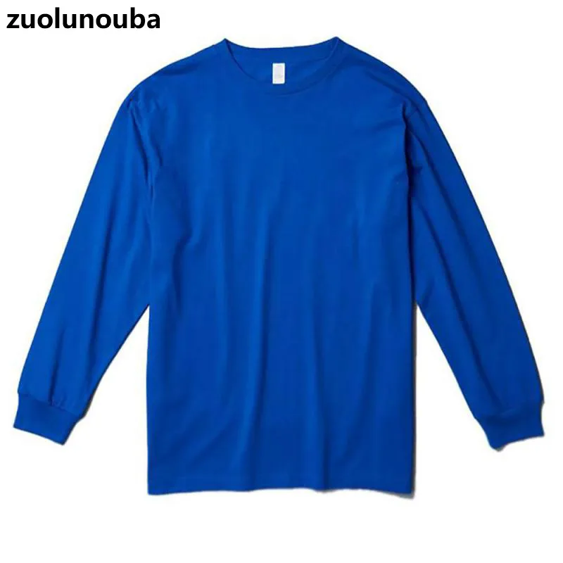 

Осенне-зимняя тонкая однотонная мужская футболка из чистого хлопка с длинным рукавом, с принтом на заказ, Свободные повседневные мужские то...